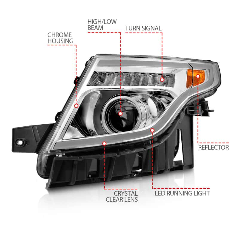 ANZO — ANZO 11-15 Ford Explorer Projector Headlights w/ Light Bar Chrome Housing w/ Amber light
Head Light Set
HdLtSet - view 10