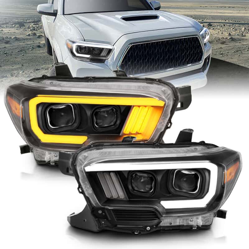 ANZO — ANZO 2016-2017 Toyota Tacoma Projector Headlights w/ Plank Style Switchback Black w/ Amber
Projector Headlights
Head Light Set - view 10
