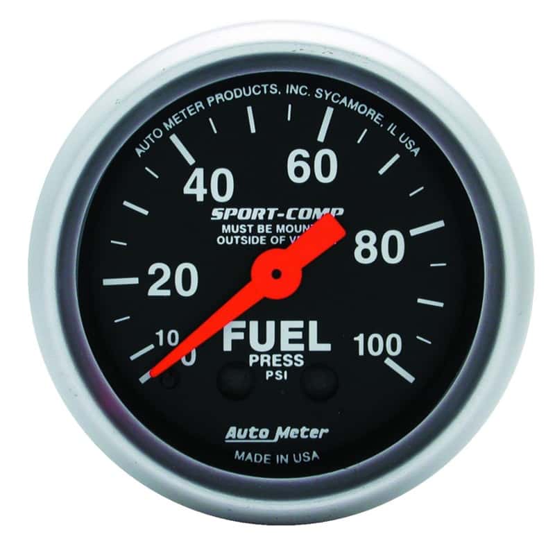 AutoMeter — Autometer Sport-Comp 52mm 0-100 PSI Mechanical Fuel Pressure Gauge
2" FUEL PRESS, 0-100 - view 2