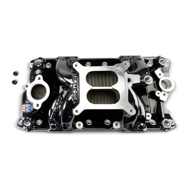 Edelbrock — Edelbrock Chevy Small Block Performer RPM AIR-Gap Intake Manifold Black Plasma Finish - view 8