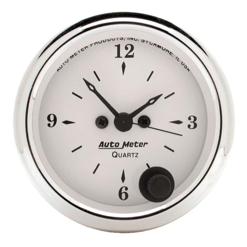 AutoMeter — AutoMeter Gauge Clock 2-1/16in. 12HR Analog Old Tyme White
2" CLOCK, 12 VOLT, E - view 1