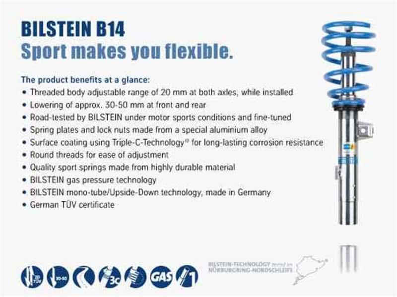 Bilstein — Bilstein B14 2005 Mini Cooper Base Convertible Front and Rear Suspension Kit
Complete Kit - view 10