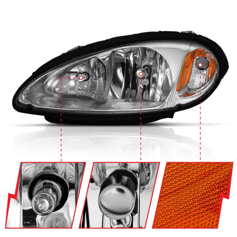 ANZO — ANZO 2001-2005 Chrysler Pt Cruiser Crystal Headlight Chrome Amber (OE)
Head Light Set - view 4