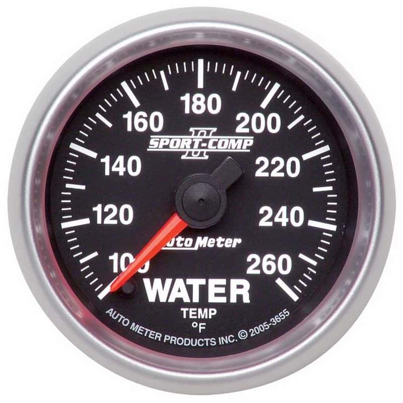 AutoMeter — Autometer Sport-Comp II 52.4mm 100-260 Deg. F Water Temperature Gauge
2-1/16in WATER TEMP - view 1