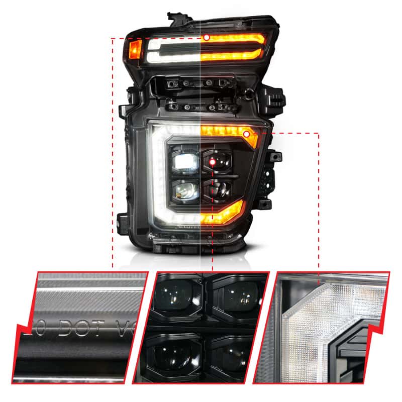 ANZO — ANZO Z-Series 20-23 Chevy Silverado 2500/3500 Z-Series Full LED Proj Headlights Black - Pass. Side - view 2