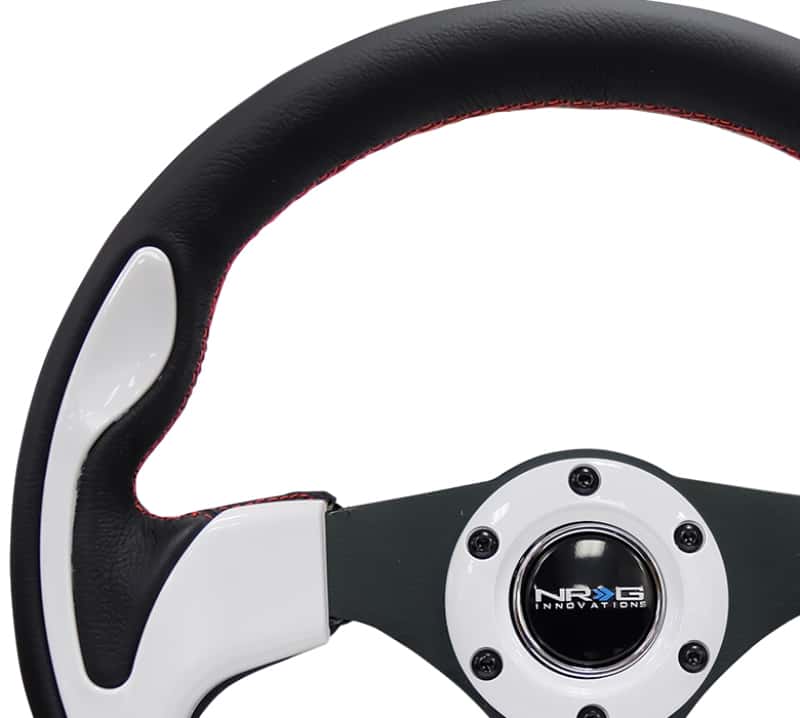 NRG — NRG Reinforced Steering Wheel (320mm) Blk w/White Trim & 4mm 3-Spoke - view 12