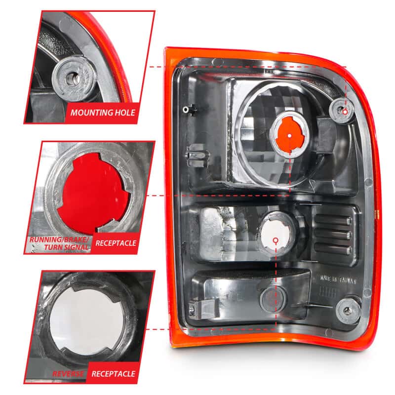 ANZO — ANZO 2001-2011 Ford Ranger Taillights w/ Red/Clear Lens (OE Replacement) Pair - view 10