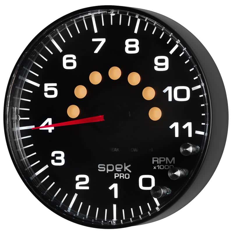 AutoMeter — Autometer Spek-Pro Gauge Tachometer 5in 11K Rpm W/Shift Light & Peak Mem Black/Black
GA 5" 11KRPM BFB SPK - view 7
