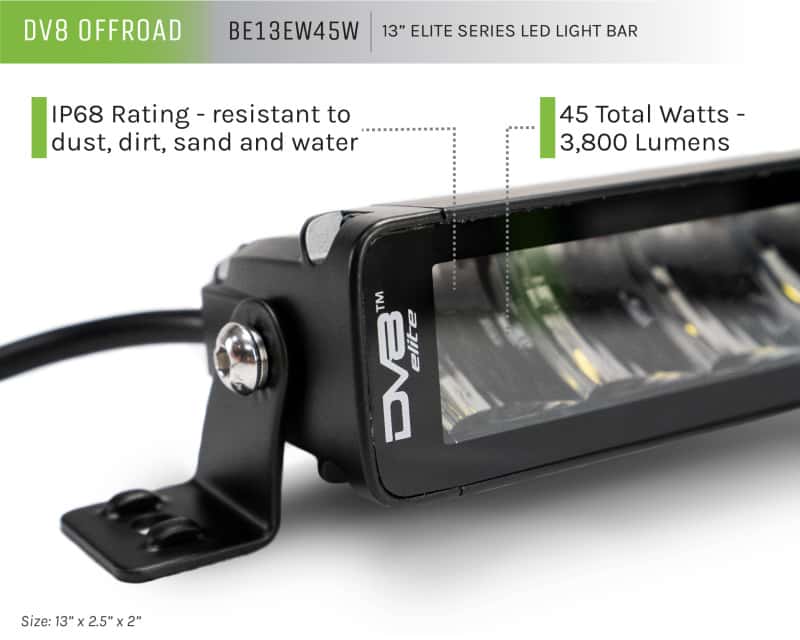 DV8 Offroad — DV8 Offroad Elite Series 13in Light Bar 45W Flood/Spot LED
13 in. LED LIGHT BAR - view 2