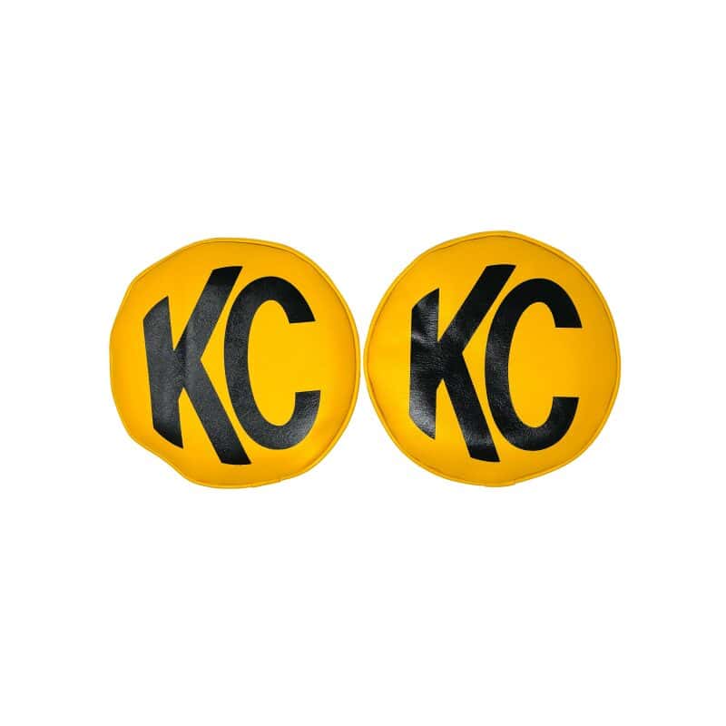 KC HiLiTES — KC HiLiTES Retro 8in Round Yellow Vinyl Light Cover w/ Black KC Logo (Pair) - view 2