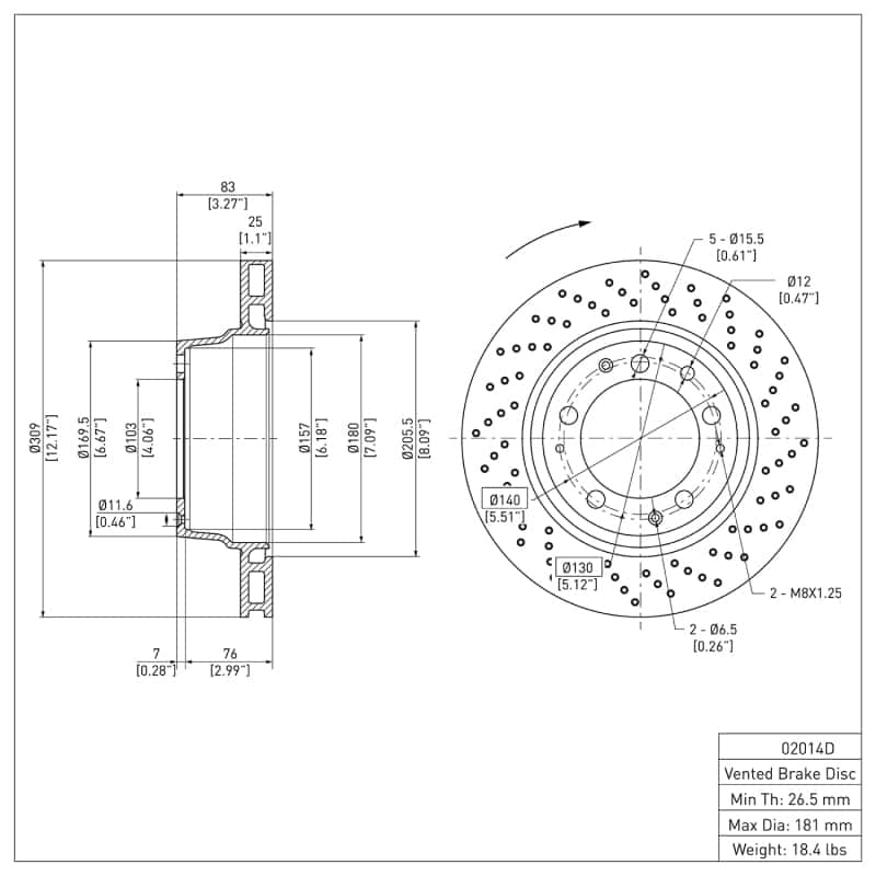 DFC — DFC 78-89 Porsche 930 Right Rear Drilled Brake Rotor
DFC Brake Rotor - view 6