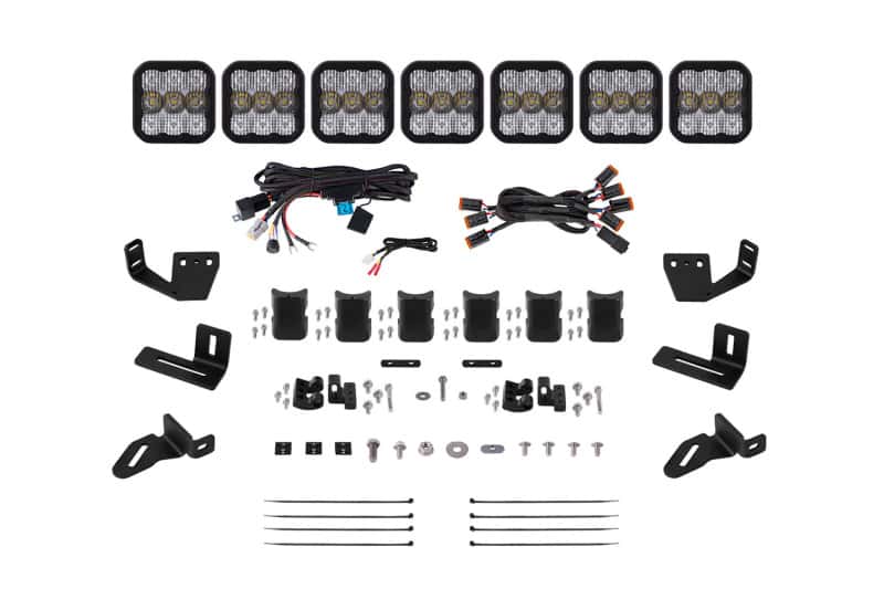 Diode Dynamics — Diode Dynamics Prinsu/Sherpa Roof Racks- SS5 7-Pod CrossLink Mounting Kit - Pro White Combo - view 1