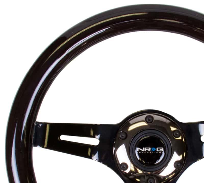 NRG — NRG Classic Wood Grain Steering Wheel (310mm) Black w/Black Chrome 3-Spoke Center - view 4