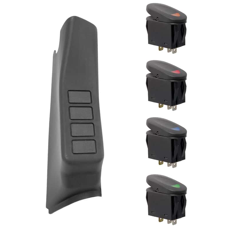 Rugged Ridge — Rugged Ridge A-Pillar 4 Switch Pod Black RHD 11-18 Jeep Wrangler JK
RkrSwitchandCoverSet
OFFROAD_INTERIOR - view 2