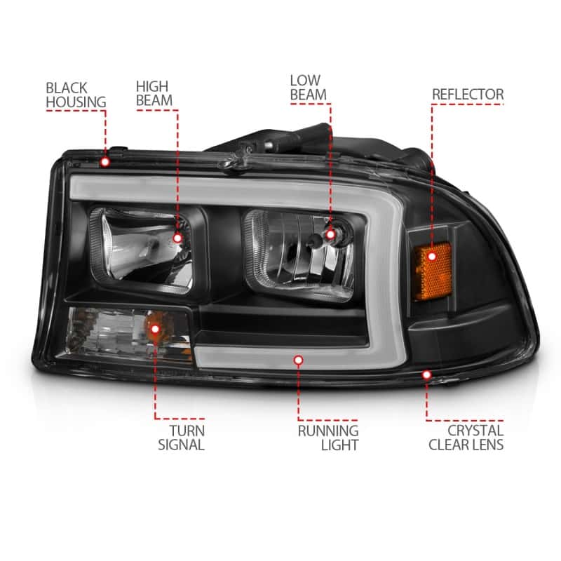 ANZO — ANZO 97-04 Dodge Dakota/Durango Crystal headlight Set w/ Light Bar Black Housing
Head Light Set
HdLtSet - view 5