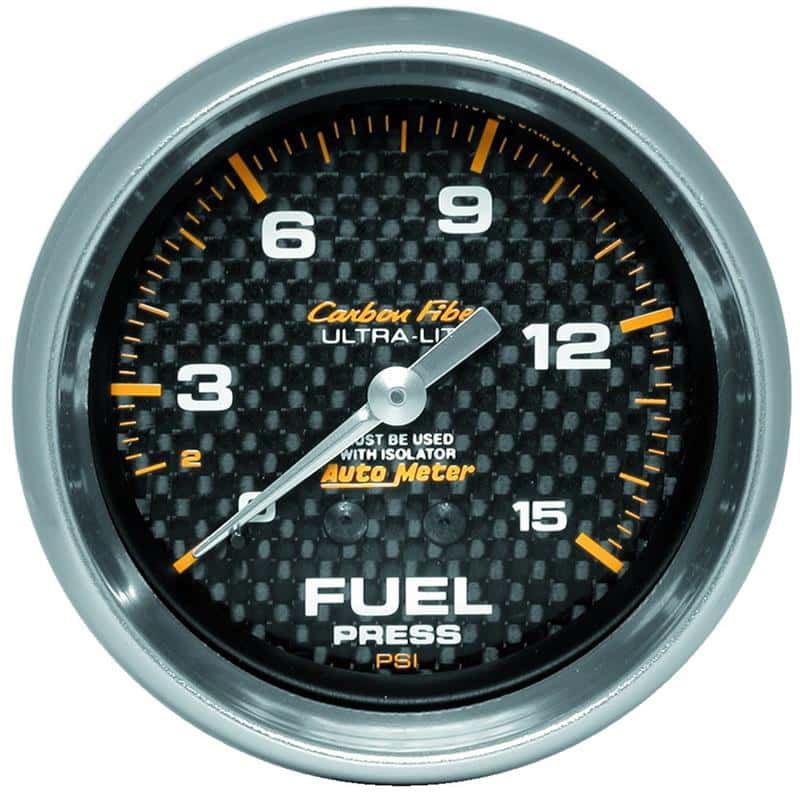 AutoMeter — AutoMeter Gauge Fuel Pressure 2-5/8in. 15PSI Mech. Incl. Isolator Carbon Fiber
GA 2.6" FP ISO 15 CF - view 2