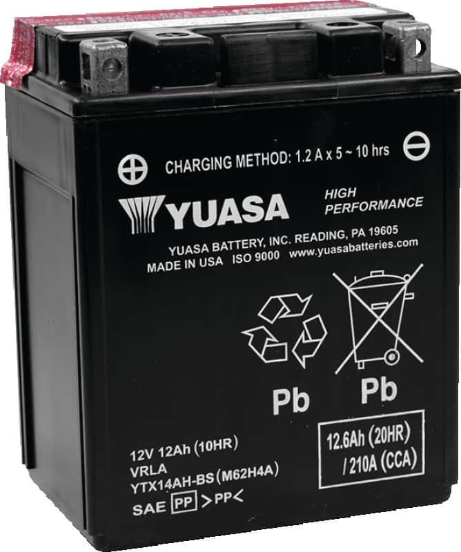 Yuasa Battery — Yuasa YTX14AH-BS High Performance AGM 12-Volt Battery w/Bottle - view 1