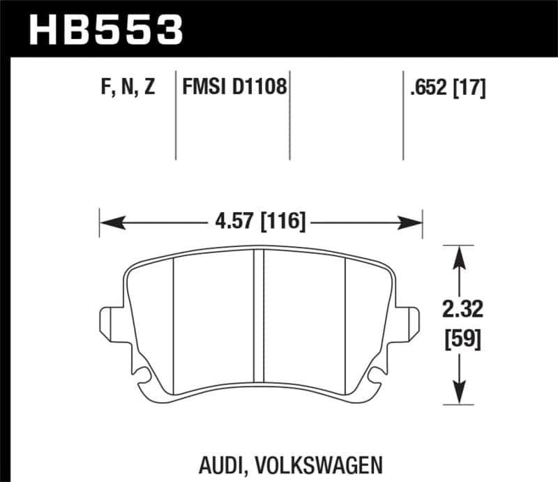 Hawk Performance — Hawk 06-07 Audi A6 Quattro / 03-04 RS6 / 04-08 S4 HPS Street Rear Brake Pads
Disc Brake Pad - view 3