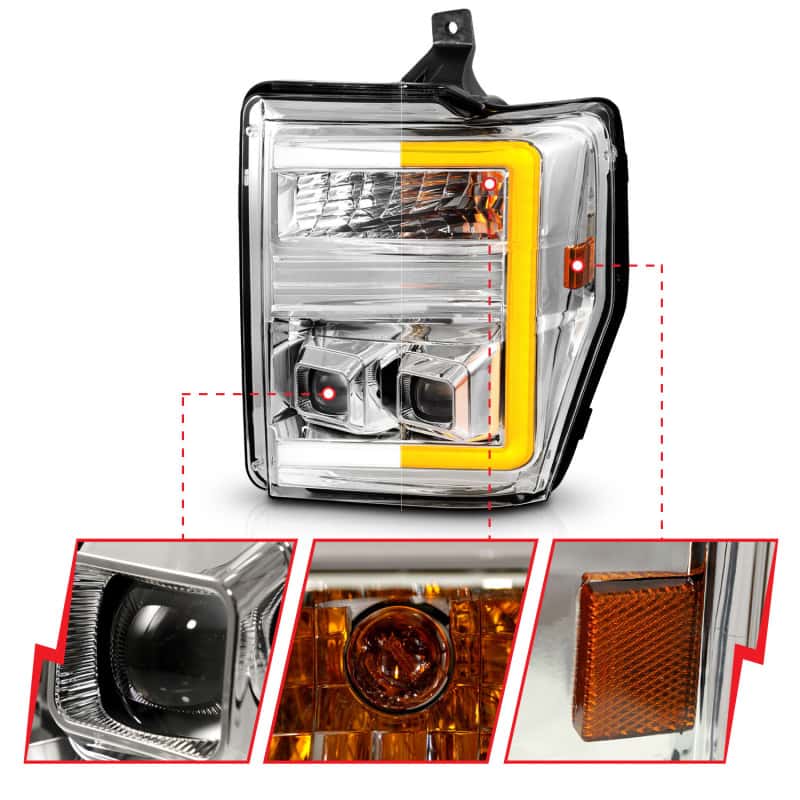 ANZO — ANZO 08-10 Ford F-250 - F-550 Super Duty Projector Headlights w/ Light Bar Switchback Chrome Housing
Head Light Set
HdLtSet - view 9