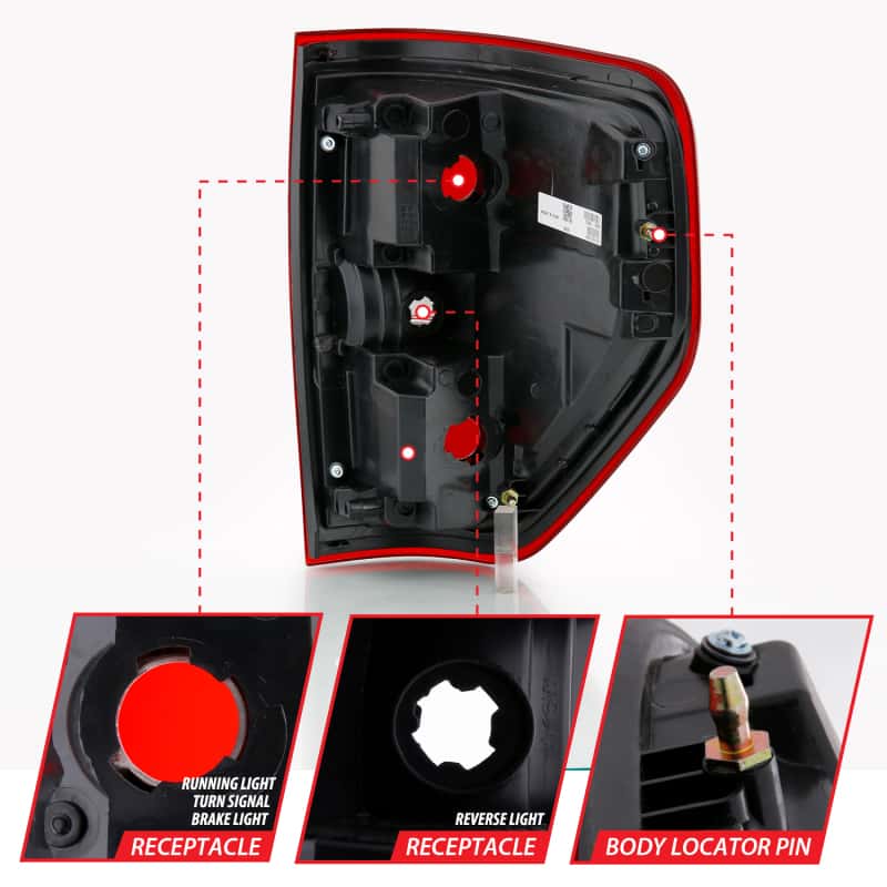ANZO — ANZO 2009-2014 Ford F-150 Euro Taillight Red/Clear (W/O Bulb)
Tail Light Set
TAILLIGHTS - view 4