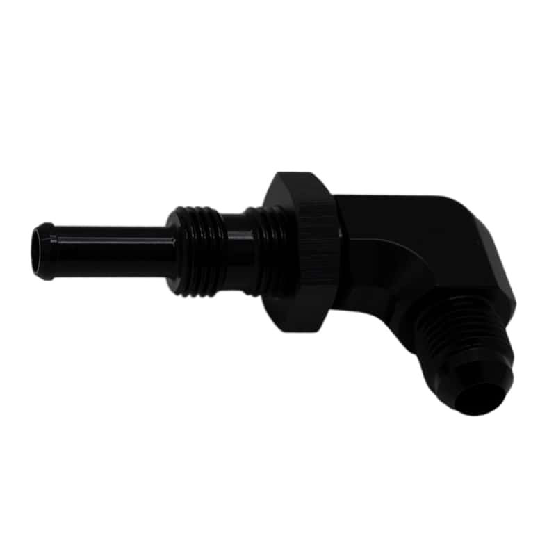 DeatschWerks — DeatschWerks 6AN Male Flare to 5/16in Male Barb Bulkhead Adapter 90-Degree - Anodized Matte Black
Lines & Fittings - view 1