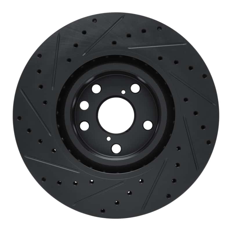 R1 Concepts — R1 11-25 Lexus IS200T Right Front Drilled & Slotted Black Brake Rotor - view 5