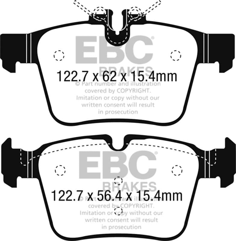 EBC — EBC 15+ Mercedes-Benz C300 (W205) 2.0 Turbo 4-matic Yellowstuff Rear Brake Pads
Disc Brake Pad - view 1