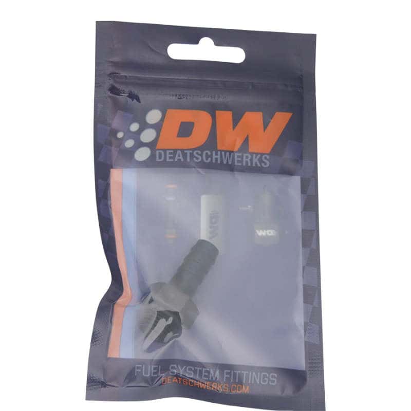 DeatschWerks — DeatschWerks 6AN ORB Male to 3/8in Male Triple Barb Fitting (Incl O-Ring) - Anodized Matte Black
Lines & Fittings - view 2