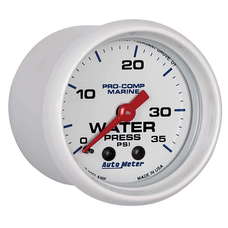 AutoMeter — Autometer Marine White 2-1/16in 35 PSI Mechanical Water Pressure Gauge
GA 2" WP 35PSI M MW - view 4