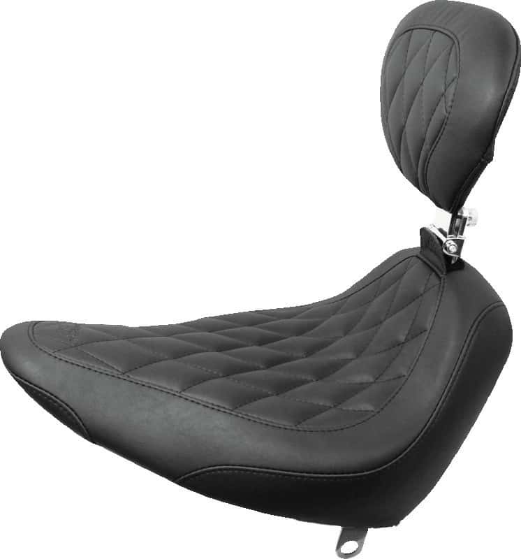Mustang Motorcycle — Mustang 84-06 Harley Standard Rear Tire Wide Tripper Solo Seat w/DBR Diamond Stitch - Black - view 2