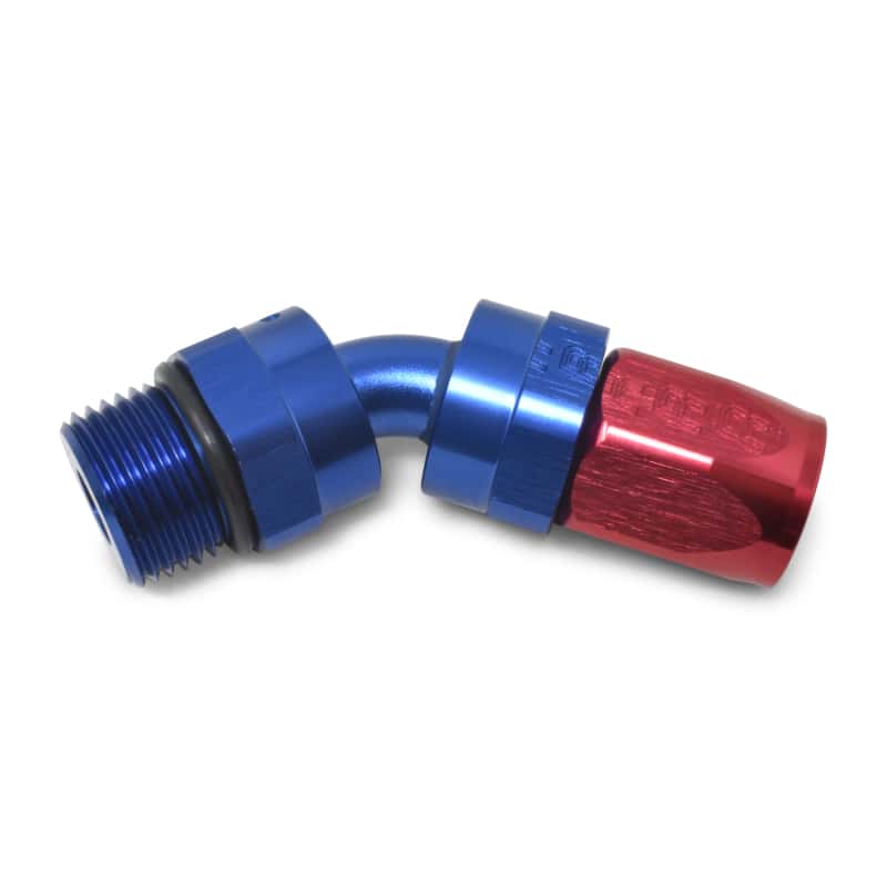 Russell — Russell Performance -10 AN Red/Blue 45 Degree Swivel Dry Sump Hose End (-8 Port 3/4in-16 Thread)
Hose Fitting - view 4