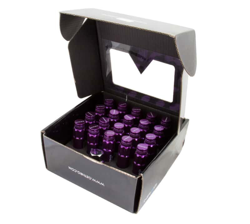 NRG — NRG 700 Series M12 X 1.25 Steel Lug Nut w/Dust Cap Cover Set 21 Pc w/Locks & Lock Socket - Purple - view 1