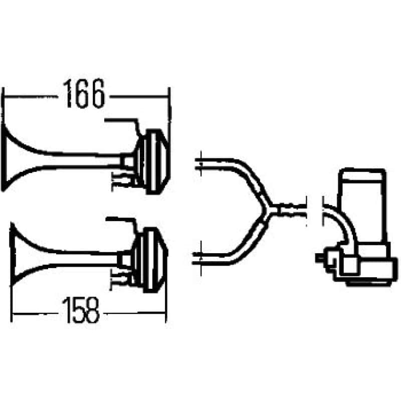 Hella — Hella Twin Trumpet Horn Kit 12V 240W 795-800Hz 118dB
HORN KIT  AIR 2-TRUM - view 2