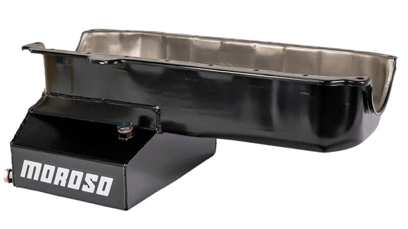 Moroso — Moroso Pre-85 Chevrolet Small Block (w/Passenger Side Dipstick) Wet Sump 7qt 8in Steel Oil Pan - Blk - view 1