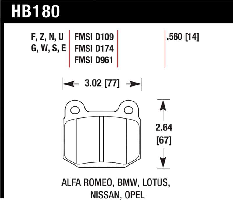 Hawk Performance — Hawk 03-06 Evo / 04-09 STi / 03-07 350z Track DTC-60 Race Rear Pads
Disc Brake Pad - view 1