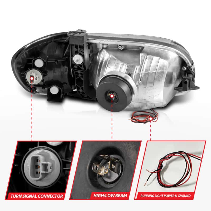 ANZO — ANZO 00-04 Toyota Tundra (Fits Reg/Acc Cab Only) Crystal Headlights w/Light Bar Black w/Corner Light
Head Light Set
HdLtSet - view 5