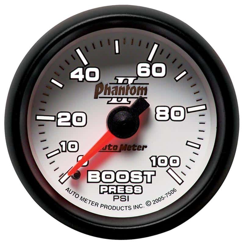 AutoMeter — Autometer Phantom II 52.4mm Mechanical 0-100psi Boost Gauge
2-1/16" BOOST, 0-100 - view 2
