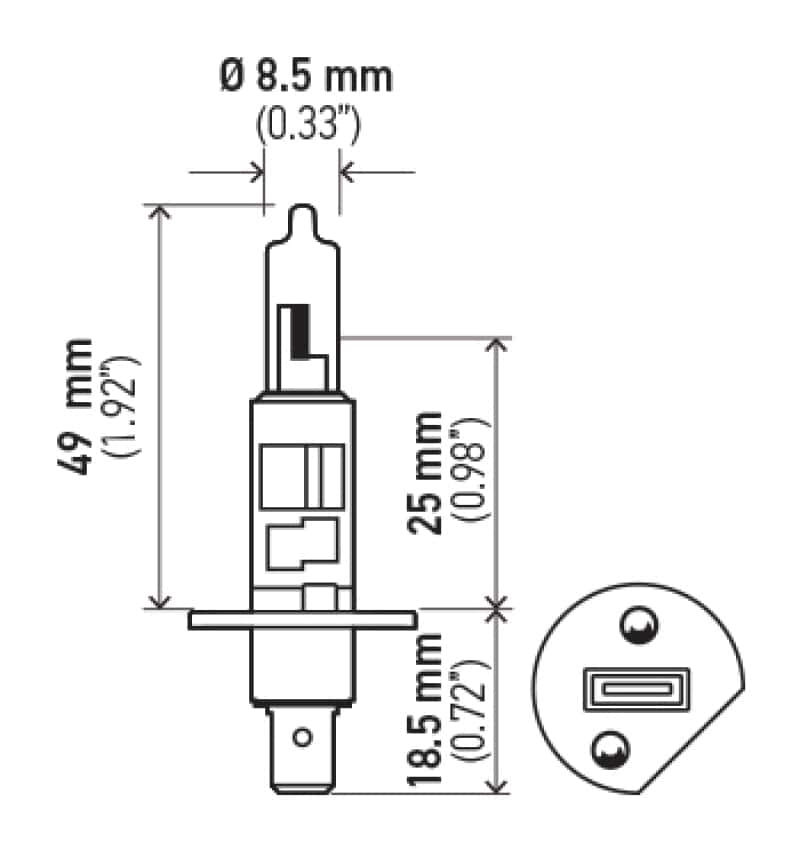 Hella — Hella Optilux H1 12V/55W XY Yellow Bulb
H1 Halogen Bulb
Bulb - view 6