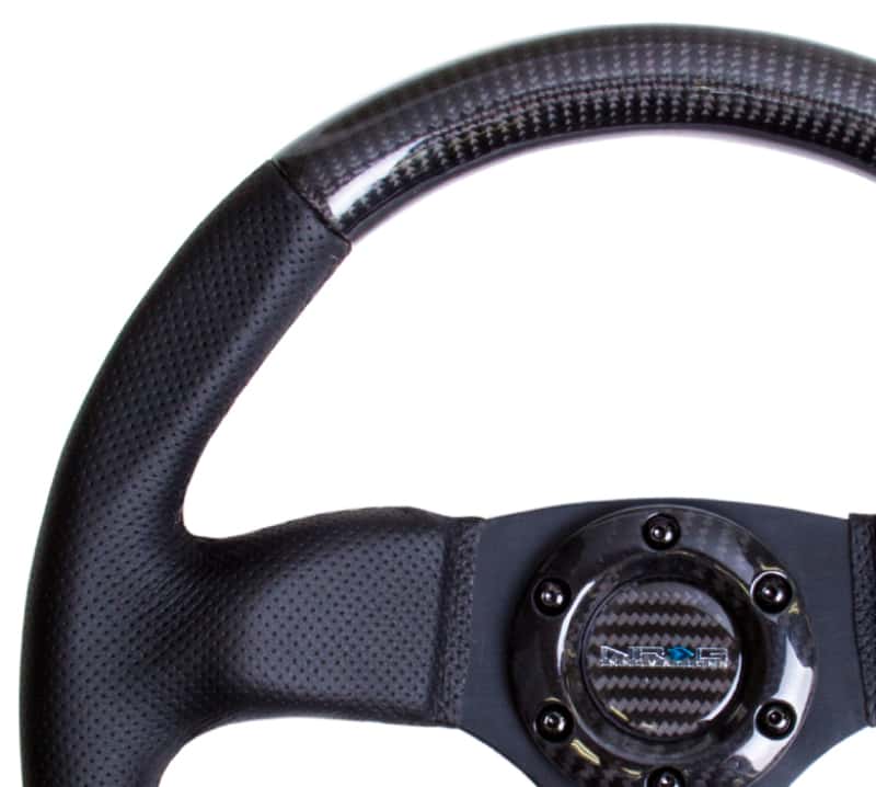 NRG — NRG Carbon Fiber Steering Wheel (320mm) Flat Bottom & Leather Trim w/Black Stitching - view 5