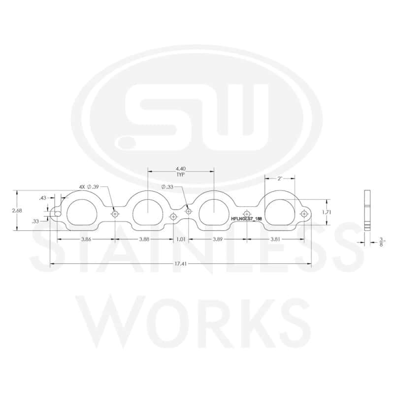 Stainless Works — Stainless Works Chevrolet LS7 D-Port Shaped Header 304SS Exhaust Flanges 1-7/8in Primaries
Header Flange
HFLS7188
 - view 3
