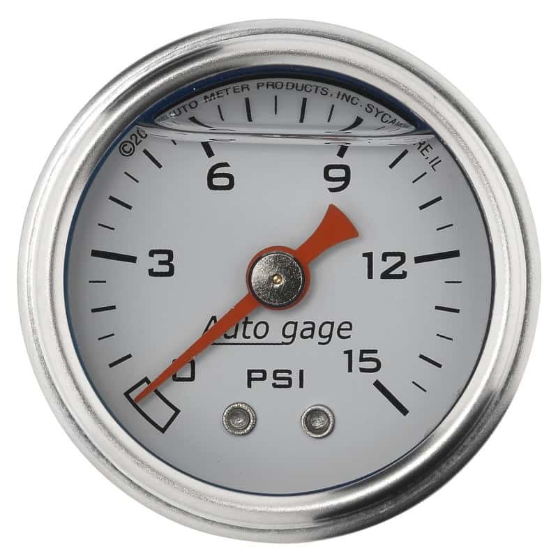AutoMeter — Autometer AutoGage 1.5in Liquid Filled Mechanical 0-15 PSI Fuel Pressure Gauge - White
Ga Press 15psi Wht - view 1