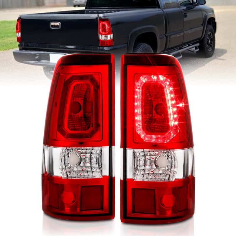 ANZO — ANZO 1999-2002 Chevy Silverado 1500 LED Taillights Plank Style Chrome With Red/Clear Lens - view 2
