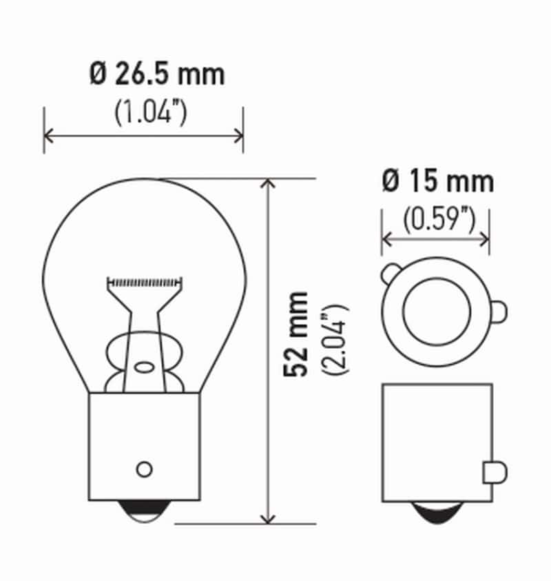 Hella — Hella Bulb 7507 12V 21W Bau15S S8 Namber (2)
7507TB Incan Bulb - view 4