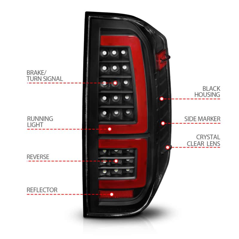 ANZO — ANZO 2014-2021 Toyota Tundra LED Taillights Black Housing/Clear Lens - view 11