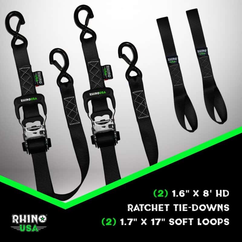 Rhino USA — Rhino USA Heavy Duty Ratchet Tie-Downs 2-Pack (Red) 1.6In X 8Ft
Tie Down - view 7