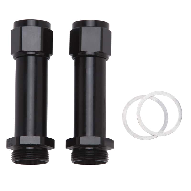 Russell — Russell Adapter Fitting -8 Female An To Holley Dual Feed 750 Through Domin. 1350 Male Blk Ano 2 Pk
CrbAdptFitting - view 1