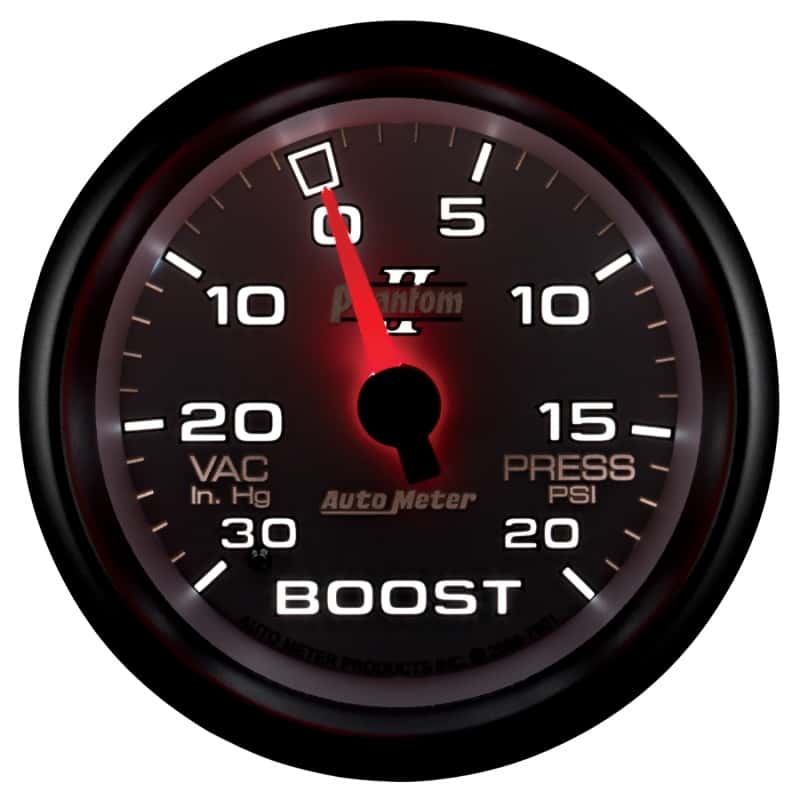 AutoMeter — AutoMeter Gauge Vac/Boost 2-5/8in. 30Inhg-20PSI Mechanical Phantom II
2-5/8" BOOST-VAC, 30 - view 10