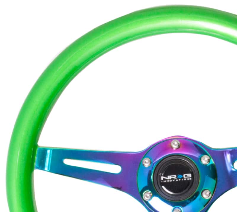 NRG — NRG Classic Wood Grain Steering Wheel (350mm) Green Pearl/Flake Paint w/Neochrome 3-Spoke Center - view 3