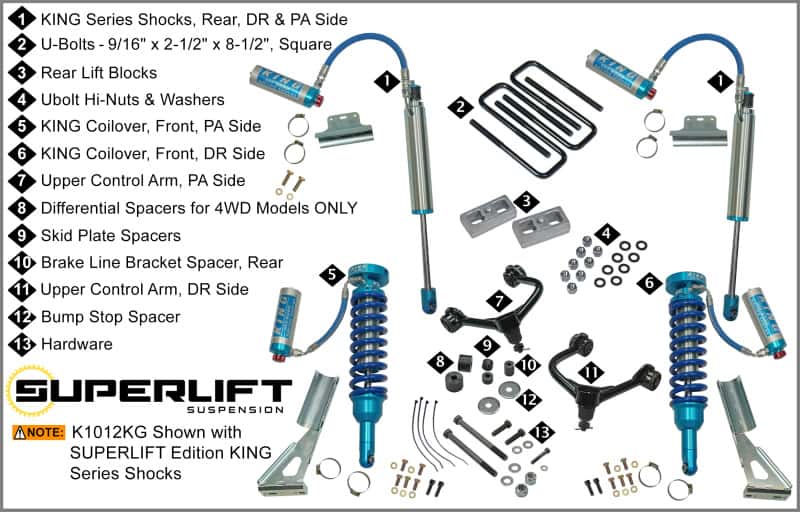 Superlift — Superlift 05-20 Toyota Tacoma 4WD (Excl TRD Pro Models) - w/ King Shocks 3in Lift Kit - view 12