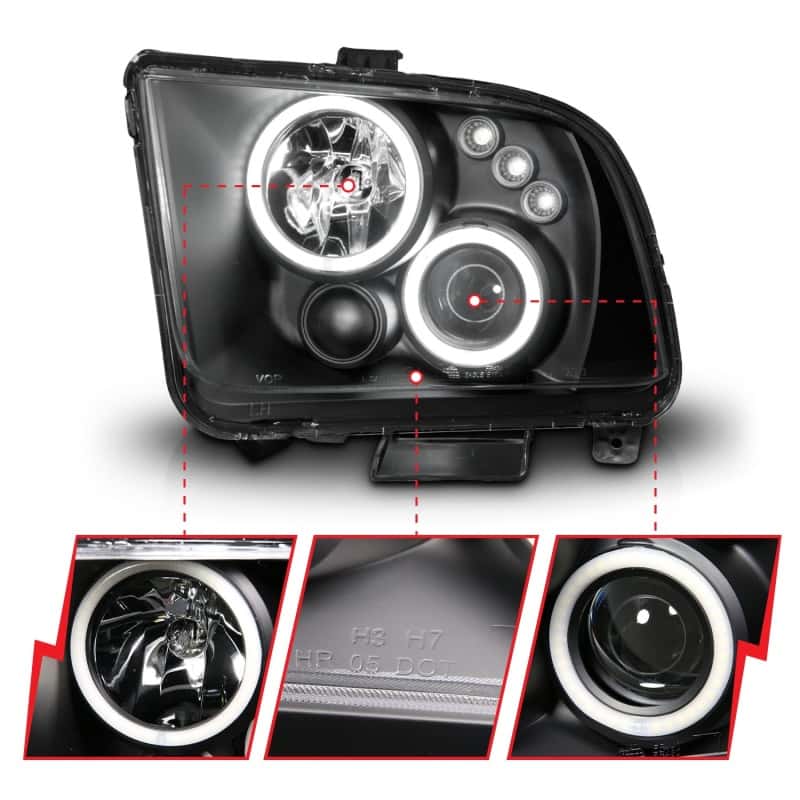 ANZO — ANZO 2005-2009 Ford Mustang Projector Headlights w/ Halo Black
Head Light Set
HdLtSet - view 4